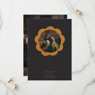 romantisk boho retro målad blomster ram foto spara datumet