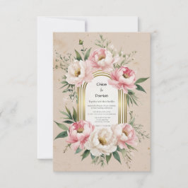 Romantisk Boho – Rosa Peonior & Grönska OSA Kort