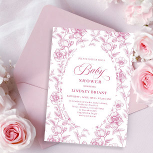 Romantisk Boho Rosé Rosa Blommor Rosor Barnkalas Inbjudningar