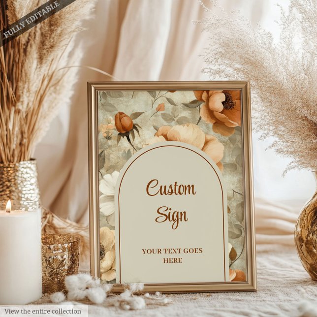 Romantisk Boho Terrakotta Sagegrön Anpassad Bröllo Poster (Romantic Boho Terracotta Sage Green Custom Wedding Sign)