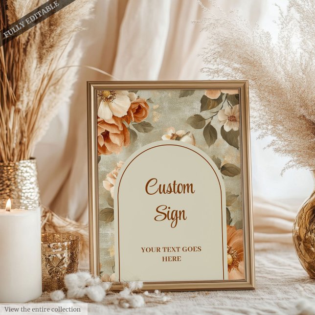 Romantisk Boho Terrakotta Sagegrön Personlig  Poster (Romantic Boho Terracotta Sage Green Personalized Sign)