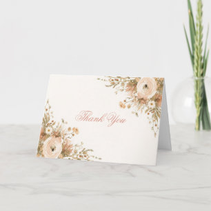 Romantisk Boho Trädgård Akvarell Blommor Pampas Tack Kort