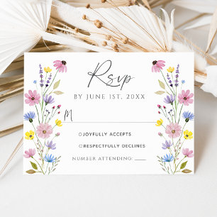 Romantisk Boho Trädgård Vildblomma Bröllop RSVP-ko Inbjudningar