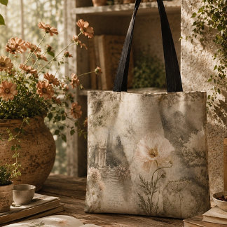 Romantisk botanisk efemär blomsterträdgårdskonst tygkasse