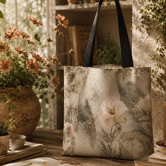 Romantisk botanisk efemär blomsterträdgårdskonst tygkasse (Skapare uppladdad)