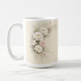 Romantisk botanisk hörnbukett för eleganta kaffemugg
