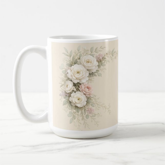 Romantisk botanisk hörnbukett för eleganta kaffemugg (Vänster)