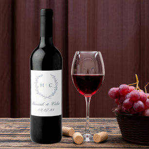 Romantisk botanisk Vapensköld Bröllop Vinflaska Etikett