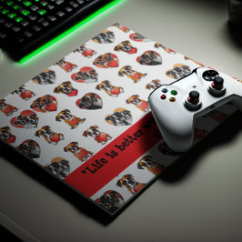 Romantisk Boxer Hund och hjärtvattenfärg Musmatta