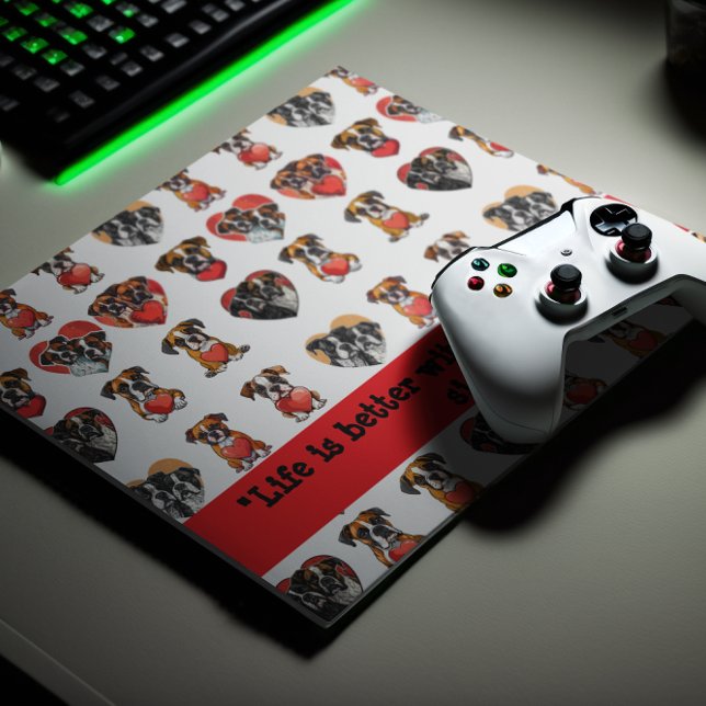 Romantisk Boxer Hund och hjärtvattenfärg Musmatta (Romantic Boxer Dog and Heart Watercolor Mouse Pad)