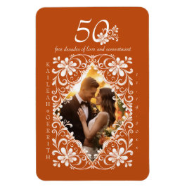 Romantisk bränd Orange 50-årsjubileum fotomagnet Magnet