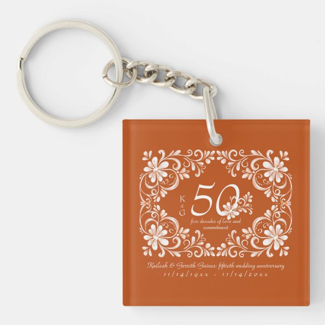 Romantisk bränd Orange 50-årsjubileum - nyckelkedj (Framsidan)
