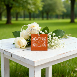 Romantisk bränd orange Mr & Mrs akrylnyckelring
