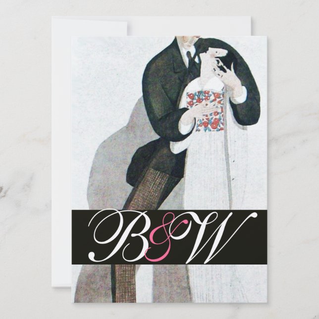 ROMANTISK BRIDE & GROOM BRÖLLOPSFEST MONOGRAM GULD INBJUDNINGAR (Framsida)