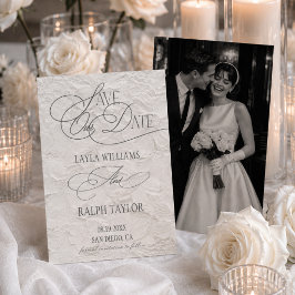 Romantisk bröllop med blommotiv spara datumet