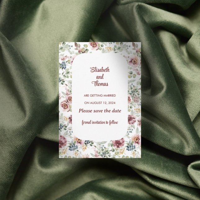 Romantisk bröllopsblomdesign spara datum-kort  datumet (Skapare uppladdad)