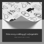 Romantisk Bröllopsdag Ikon Wrapping Papper Presentpapper<br><div class="desc">Gör varje bröllop, förlovning eller jubileumsgåva ännu mer speciell med detta vackert romantiska omslag pappert. Elegantens svartvita design innehåller en samling charmerande, handritade bröllop-ikoner - från bilen bröllop till ringar och bröllop-kakan - som alla visar en vacker kärlek-historia. Detta unika och sofistikerade presentbyte är det perfekt sättet att fira paret...</div>
