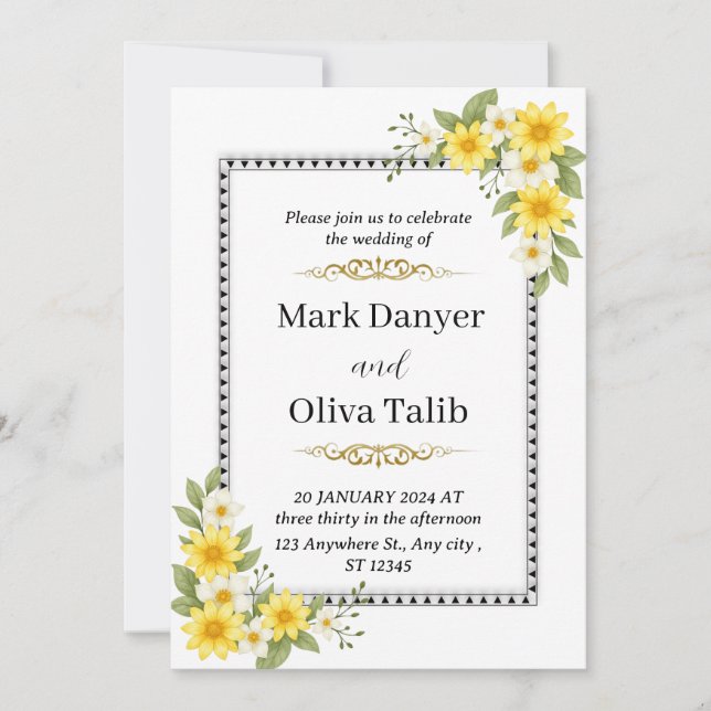 Romantisk bröllopsinbjudan | Anpassadets mall (Framsida)