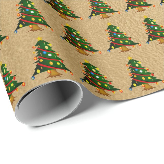 Romantisk brons blixt Julgran Presentpapper (Rullad Hörn)