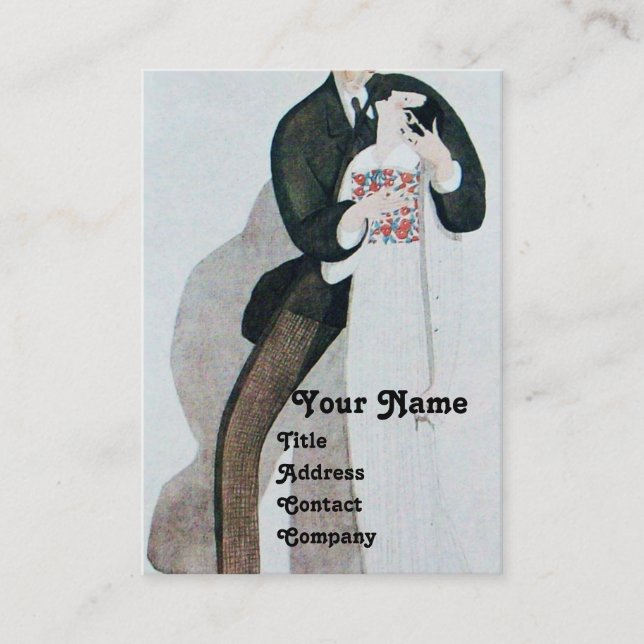 ROMANTISK BRUD & BRUDGUMMENS BRÖLLLOPSFÖRHÅLLANDE  VISITKORT (Framsida)