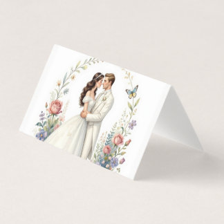 Romantisk Brud Groom Blommig Elegant Bröllopspar Kort
