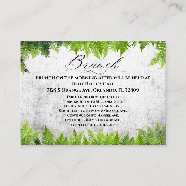 Romantisk Brunch för Bröllop med Fernlöv Tilläggskort (Framsida)
