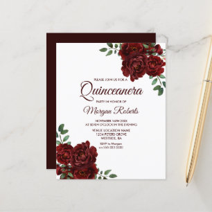Romantisk budgetinbjudan till Röd ros Quinceanera