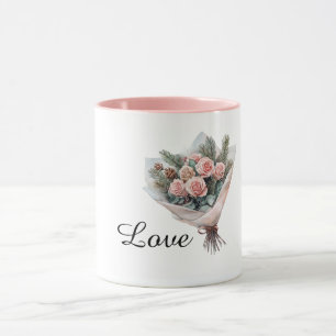 Romantisk bukett med rosa rosor mugg