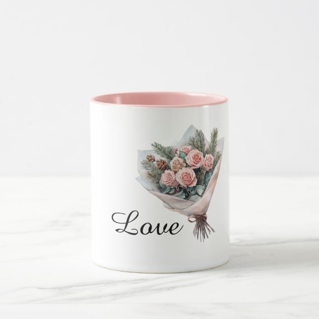 Romantisk bukett med rosa rosor mugg (Center)