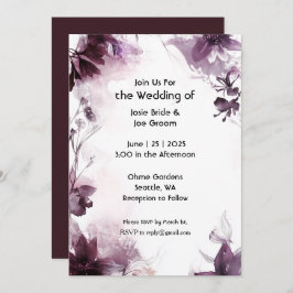 Romantisk burgundisk bröllopsinbjudan för vilda bl inbjudningar