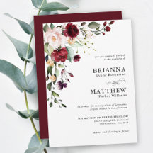 Romantisk Burgundy  Plum Grönt Blommigt Bröllop