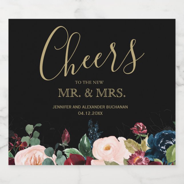 Romantisk burgundy, Rosa, blått och svart moussera (Enkel etikett)