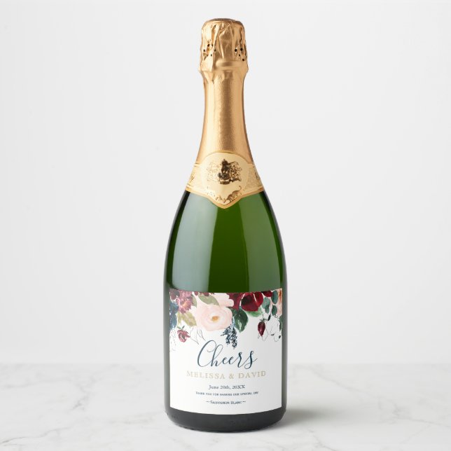 Romantisk burgundy, Rosa, blått och svart moussera (Framsida)