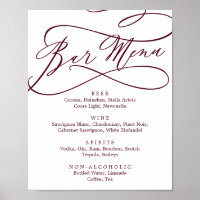 Romantisk Burgundy Text Kalligrafi Bar Meny