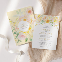 Romantisk Butter-Gult Blommigt Vattenfärg Bröllop Inbjudningar