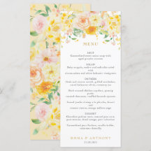 Romantisk Butter-Gult Blommigt Vattenfärg Bröllop