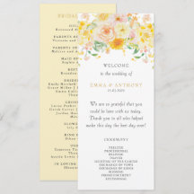 Romantisk Butter-Gult Blommigt Vattenfärg Bröllop