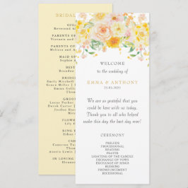 Romantisk Butter-Gult Blommigt Vattenfärg Bröllop Program