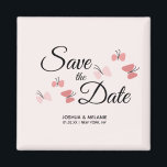 Romantisk Butterflies Rosa Sparat datumet Magnet<br><div class="desc">Spara datum meddelande med Rosa Butterflies Magnet</div>