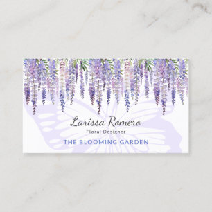 Romantisk Butterfly & Wisteria Pastel-Blommigt Visitkort