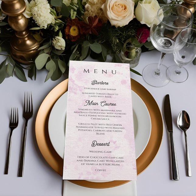 Romantisk caféillustration Bröllopsmiddag  Meny (Romantic Café Illustration Wedding Dinner Menu)