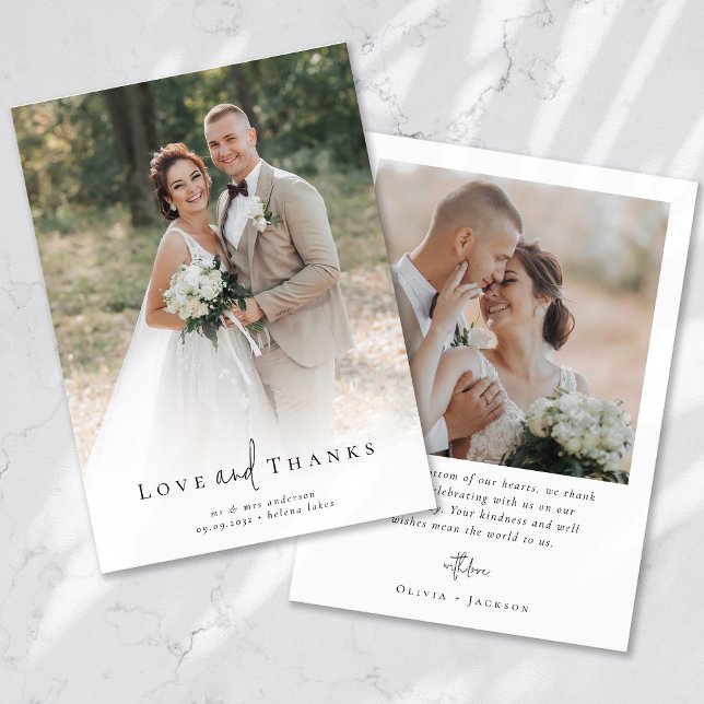 Romantisk calligrafi-skript Många Photo Bröllop Tack Kort (Skapare uppladdad)