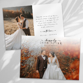 Romantisk calligrafi-skript Photo Bröllop Tack Kort