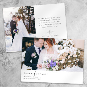 Romantisk calligrafi-skript Photo Bröllop Tack Kort