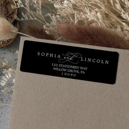 Romantisk Calligraphy Black Return-adressetikett Returadress Etikett