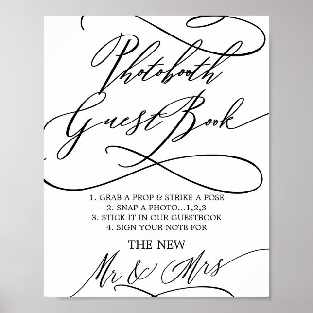 Romantisk Calligraphy Photobooth Guest Bok-tecken Poster (Framsidan)
