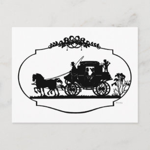 Romantisk Carriage Sillhouette Vykort