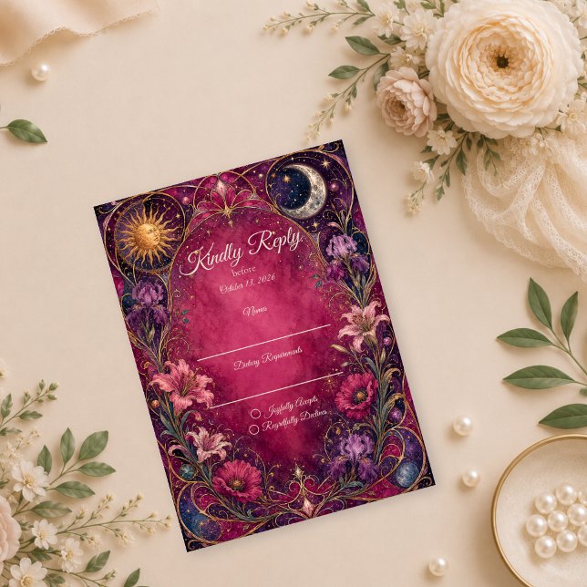 Romantisk Celestial Art Nouveau Bröllop OSA Kort (Skapare uppladdad)