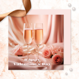 Romantisk champagne och Ro Glad Alla hjärtans dag Inbjudningar