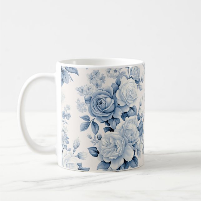 Romantisk Chic Antique Dusty Blue Ro Kaffemugg (Vänster)